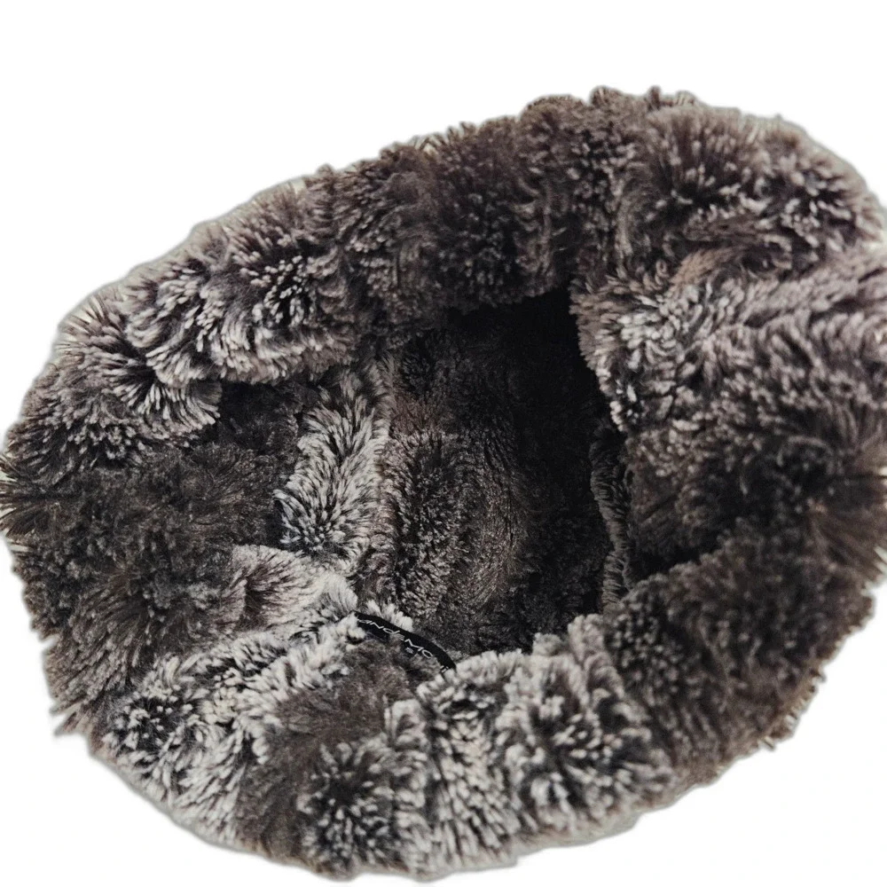 Pandemonium Seattle Sky Furry Beanie Hat Reversible Lux Faux Fur Glam Regency